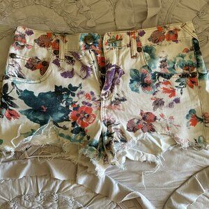 Free People Floral Jean Shorts Size 28